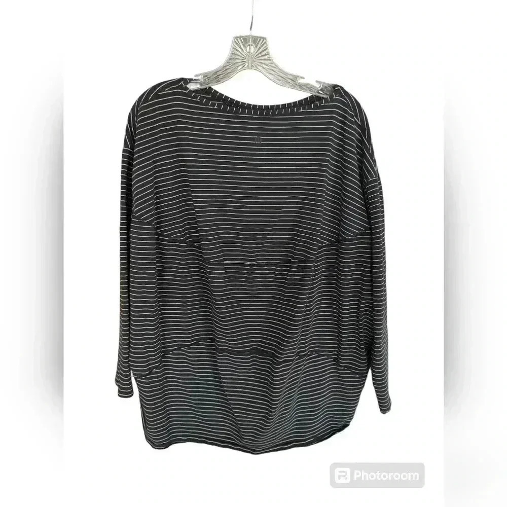Lululemon Back in Action Long-Sleeve Shirt Synchronise Stripe Black White - Picture 7 of 7